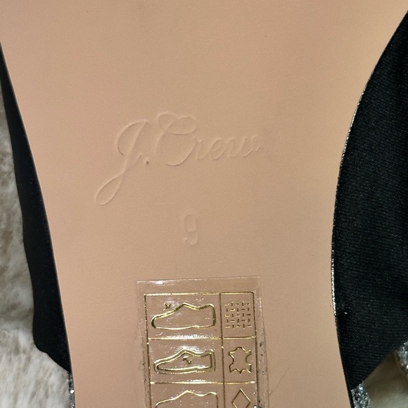 J.Crew Gray Gwen Sparkle Slingback Flats with Black Satin Bow – Size 9 - Picture 7 of 7